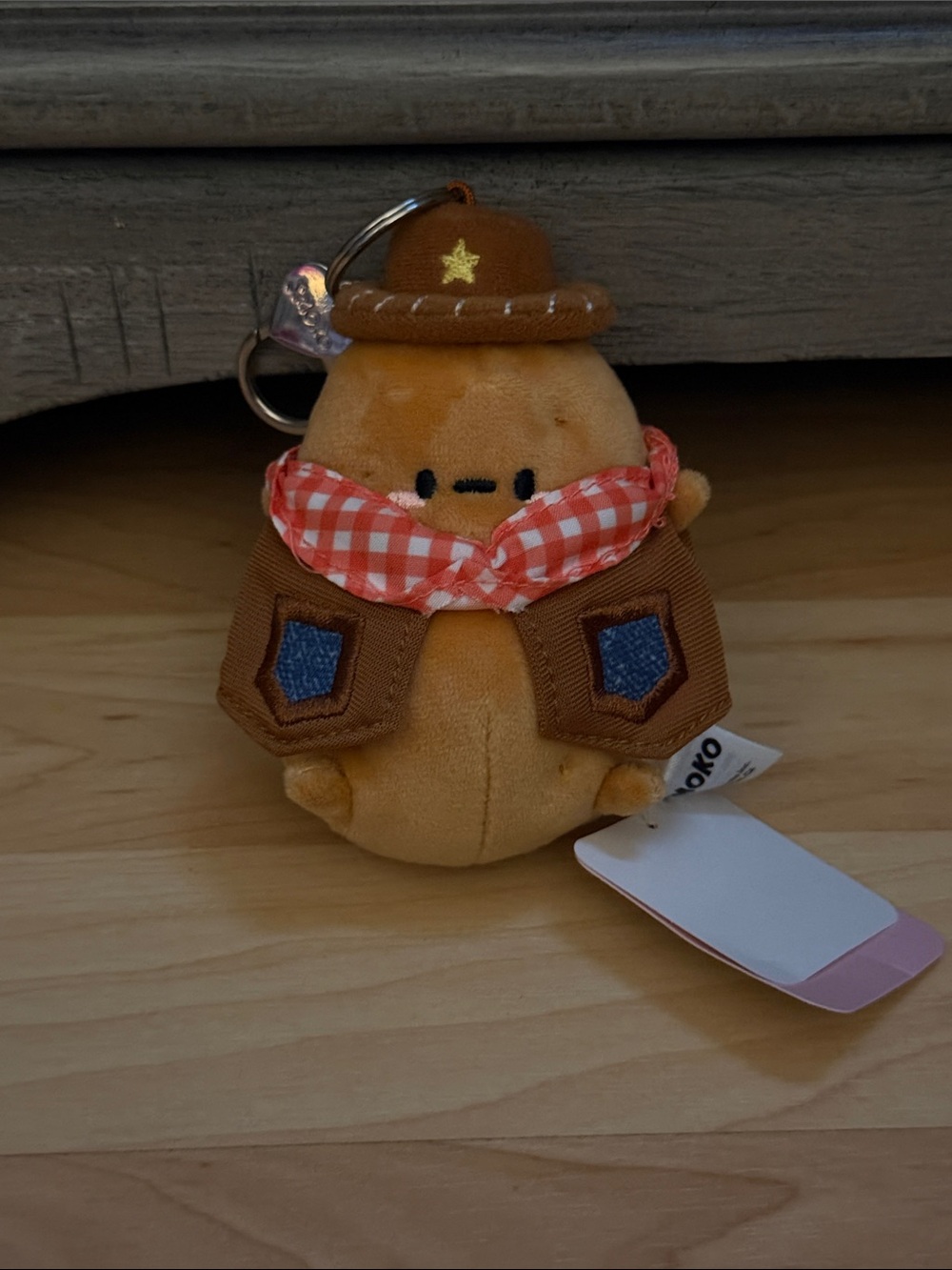 Cute Cowboy Plush Keychain with Red Gingham Bandana brand: smoko
